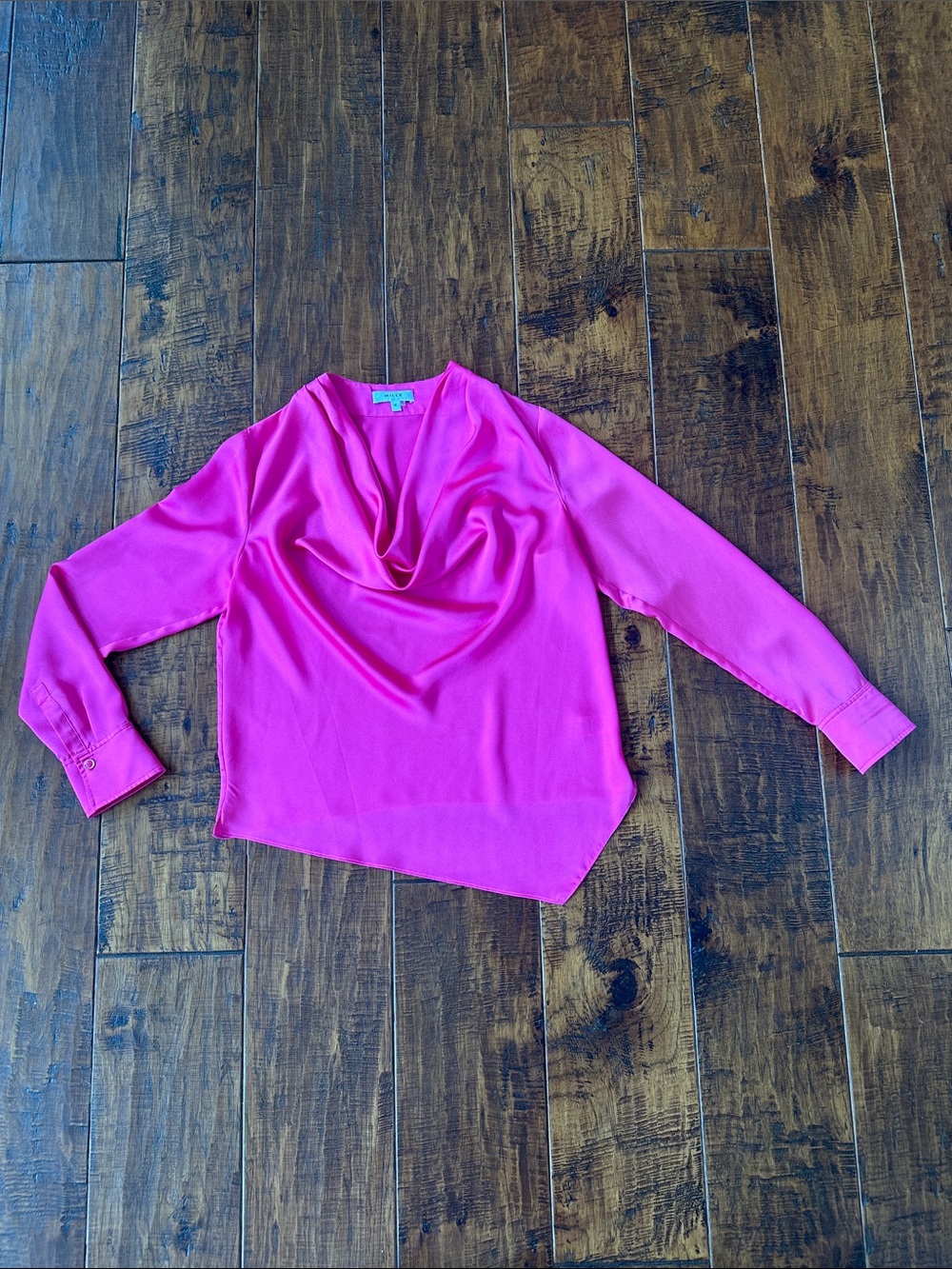 Milly Nancy Cowl Neck Satin Top